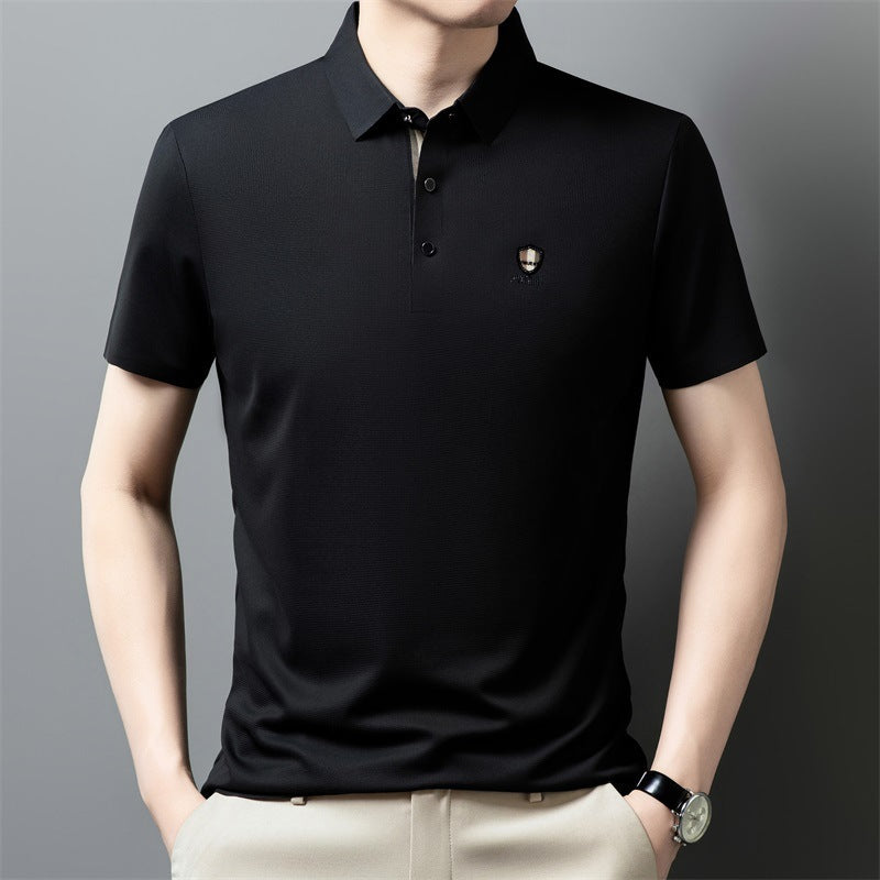 【M-4XL】Verano 2026 Nuevo polo casual con solapa de media manga de seda helada_4293662