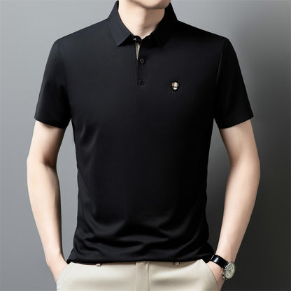 【M-4XL】Poletje 2026 Nova ledeno svilena polo majica s pol rokavi in reverjem