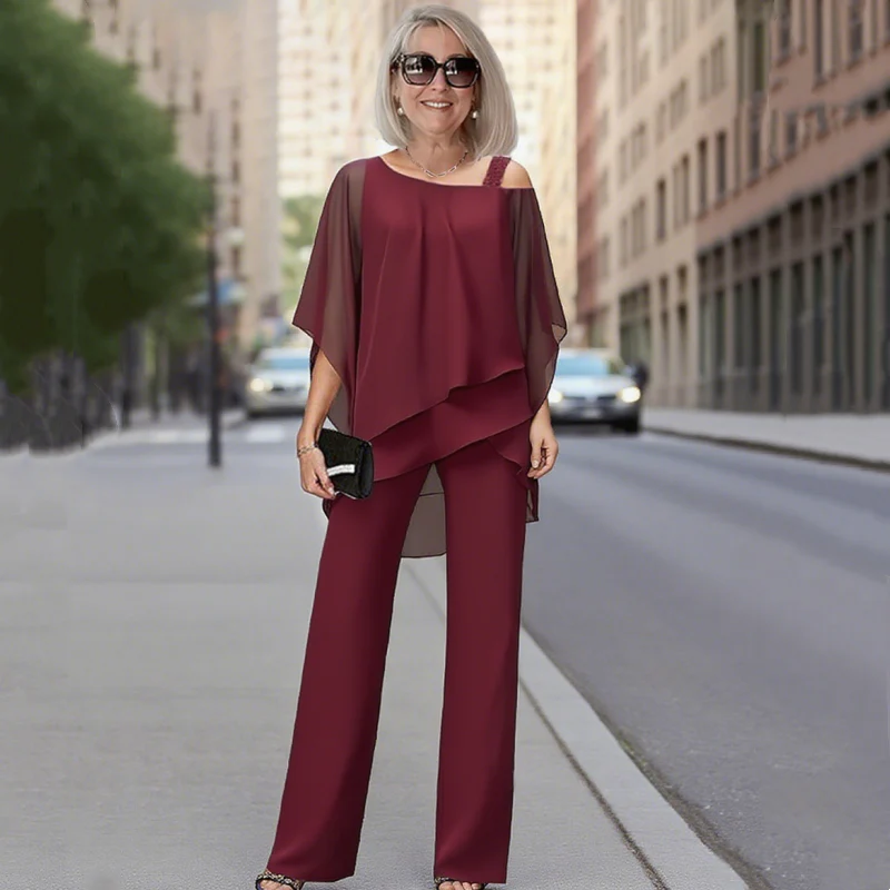 【50-120 KG】👚👖Dámská dvoudílná sada s odhalenými rameny pro ženy✅【Top + kalhoty】4258113