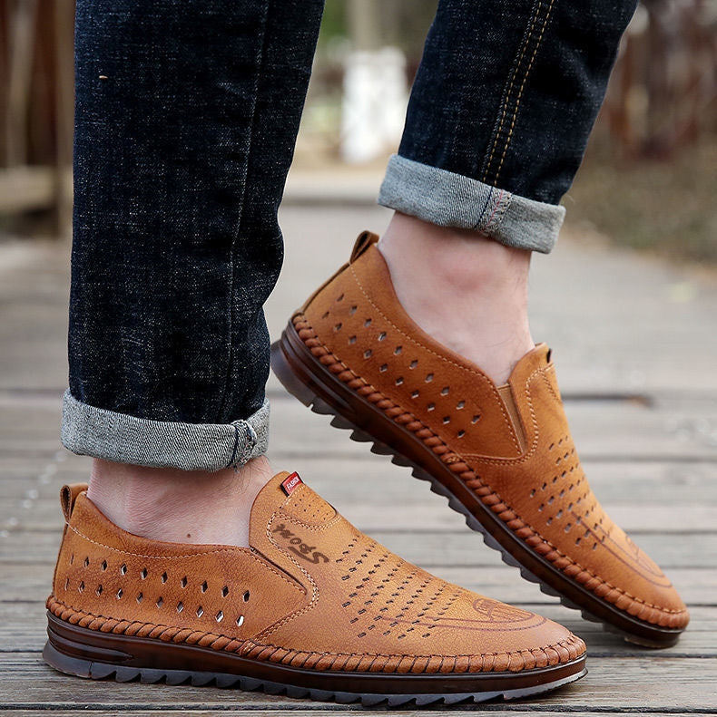 🔥【39-44】👞Sandalias de hombre hechas a mano de cuero genuino con patas talladas💥4291383
