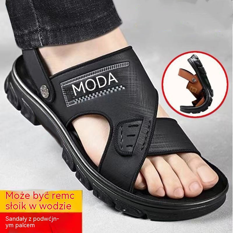 Oferta ograniczona czasowo 🐂【Rozmiary 38-47】Nowe męskie sandały plażowe ze skóry naturalnej z grubą podeszwą