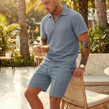[M-3XL] Traje de lino informal de verano para hombre, tejido transpirable, corte holgado, una prenda imprescindible para el verano.