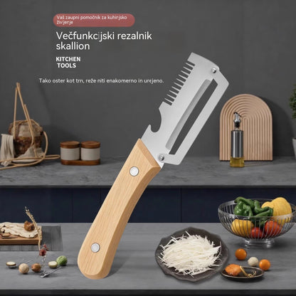 ✅【Kupi 1, prejmi 1 brezplačno】🧅🔪 Večnamenski kuhinjski lupilec 3 v 1: lupi, reže in odpira pokrovčke steklenic! 🔥