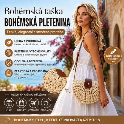 👜 ČASOVĚ OMEZENÁ SLEVA 50 %! ✨ Tkaná crossbody kabelka – boho styl, ručně tkaná, nastavitelná, lehká ✨