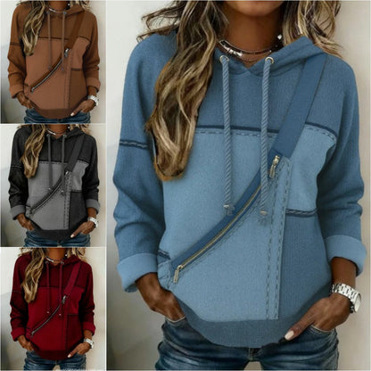 🎀🎀【S-5XL】Damska bluza z długim rękawem i kapturem z nadrukiem 4224542