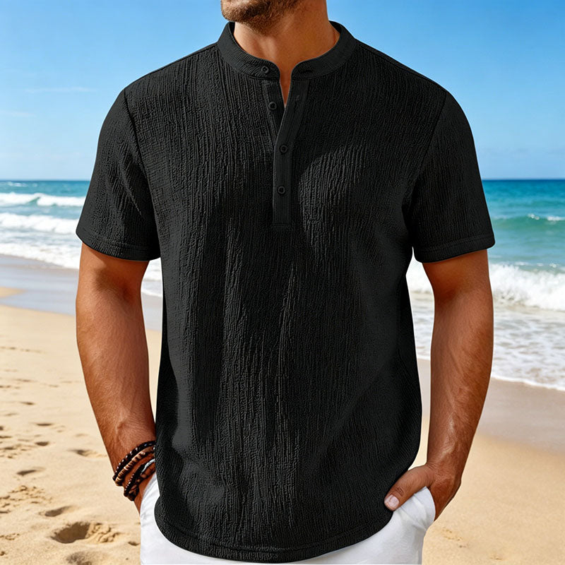 🏖️👔【Sleva 50 %】【S-4XL】Pánská henley košile s výraznou texturou – pohodlná a stylová pro každodenní nošení.