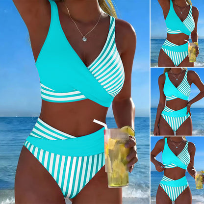 🤩🌟Dvoudílné, barevné bikiny s bloky a pruhy