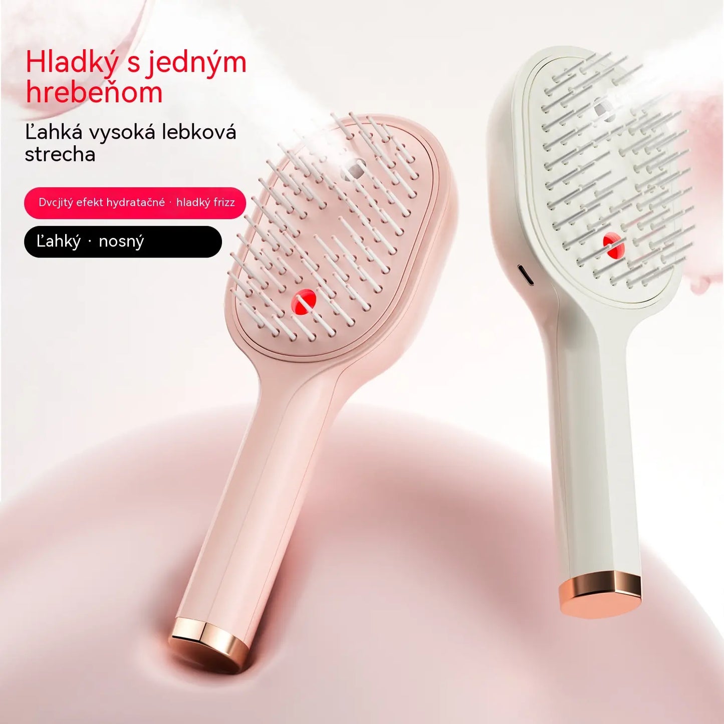 💖💨Hřeben s funkcí rozprašování, který se spouští jediným tlačítkem a účinně zabraňuje zamotávání vlasů.