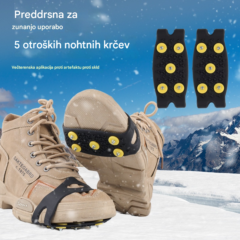 👴🚶🏔️Nevidne 5-zobe protizdrsne zanke za dereze, dereze za uporabo na prostem, primerne za pohodništvo po snegu, alpinizem, plezanje in zimske ledene površine.