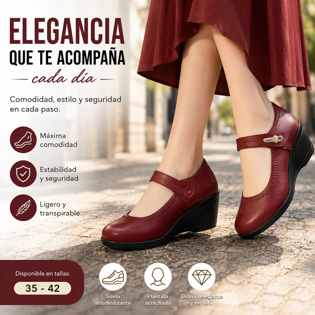 🏆👡【35-41】Zapatos de piel suave con suela blanda y tacón de cuña antideslizantes para madres