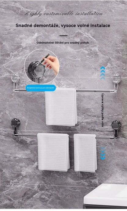 🚿✨ Nastavitelný držák na ručníky s přísavkou: nevyžaduje vrtání, nepoškozuje povrch a nabízí pohodlné uchopení.