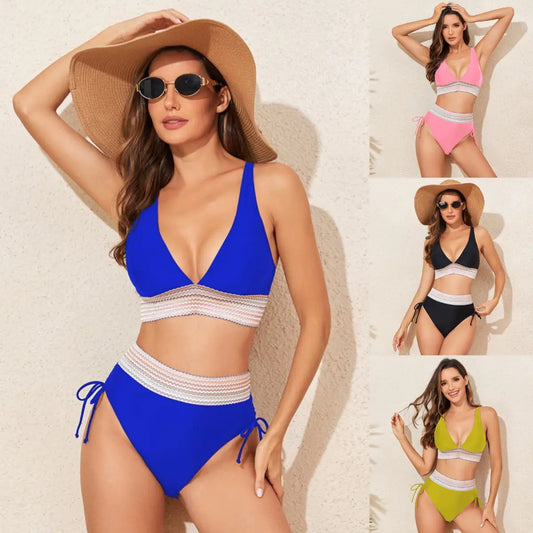 🌊Letní novinka👙🌴Módní rychleschnoucí dvoudílné plavky s ramínky, bikiny s výstřihem do V