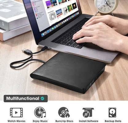 = 💿💻 Zunanji CD/DVD pogon – Priklopi in uporabljaj, prenosen in enostaven za uporabo, združljiv s sistemi Mac/Windows.