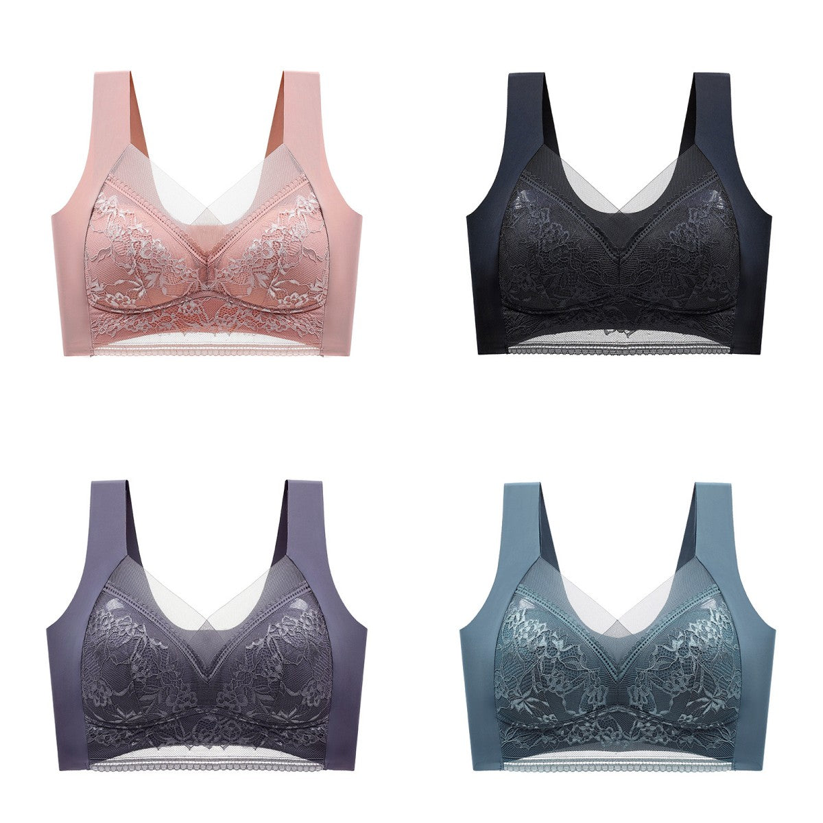 🔥【50% sleva】【4 kusů】👙【40-110kg】 Pohodlná bezešvá krajková podprsenka