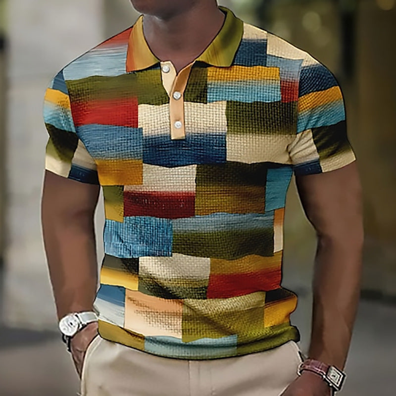 💥👕【S-5XL】Moška polo majica za prosti čas z geometrijskim potiskom 2026