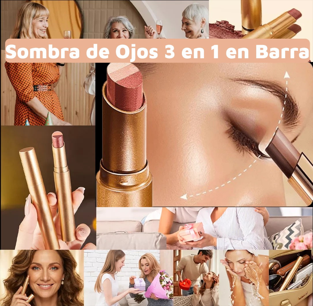 【Compra 1 y recibe 1 gratis】✨ Sombra de Ojos 3 en 1 en Barra – Brillo Instantáneo, Efecto Lifting y Larga Duración 💄