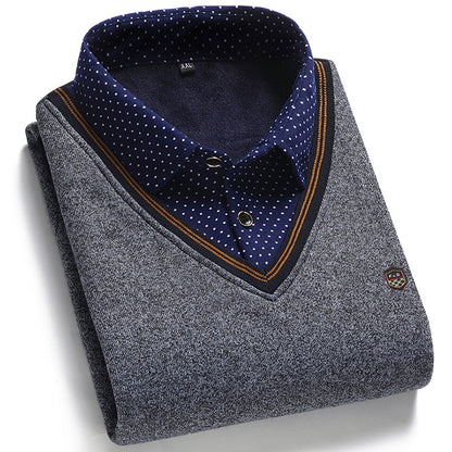 👔 [M-4XL] Nová pánska pletená košeľa z kašmírového zamatu na jeseň a zimu