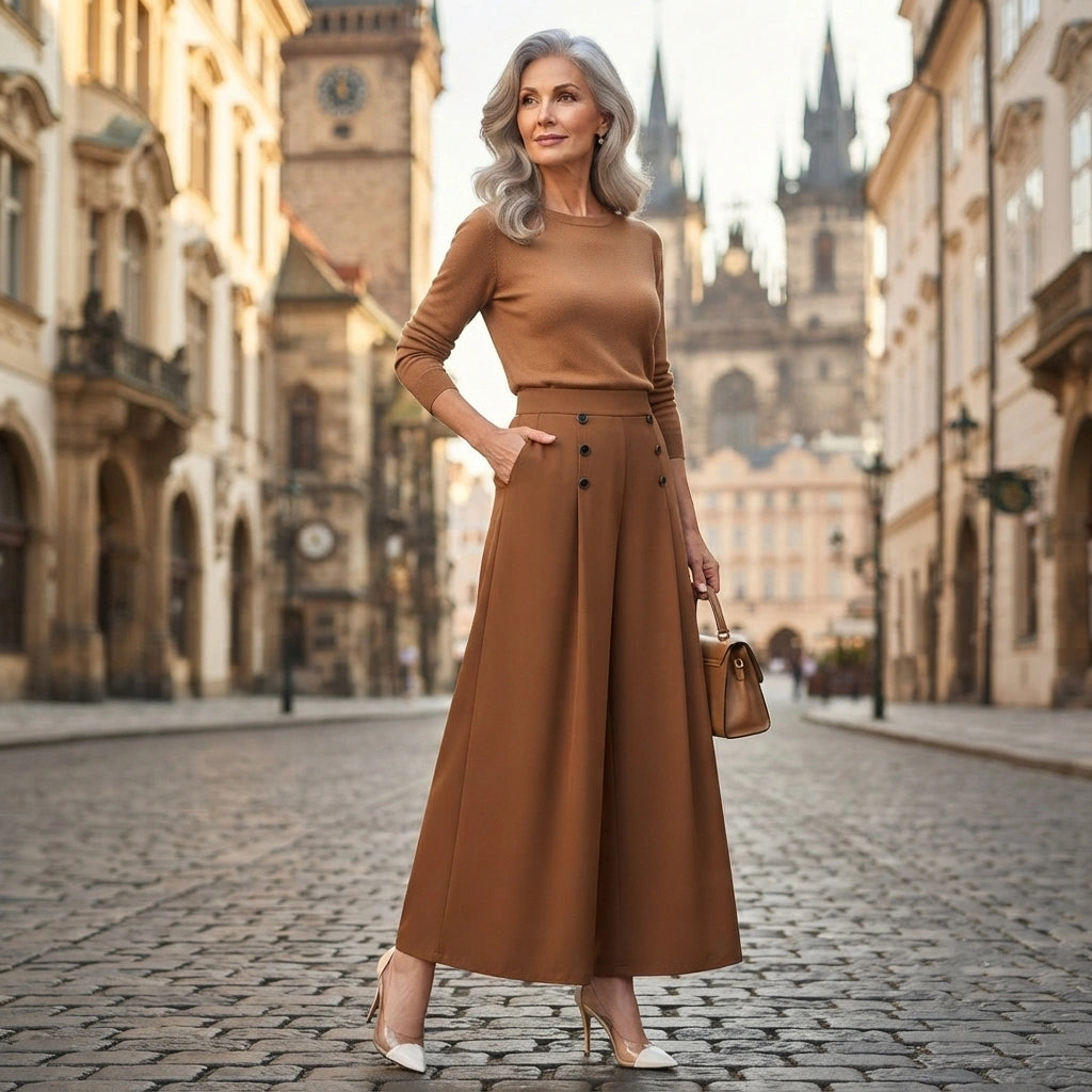 🔥【M-5XL】Elegantne ženske hlače z visokim pasom in širokimi hlačnicami, ohlapnega kroja, laskajo postavi, zračne in udobne poleti.