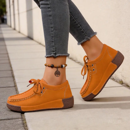 🔥【DESCUENTO DEL 45 %】Nuevas zapatillas de cuero con cordones para el tiempo libre del año 2026.