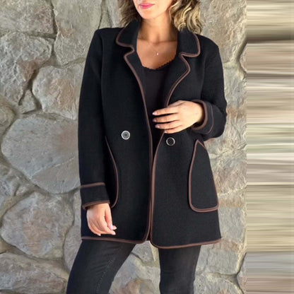 💥【S-5XL】Nov elegantni dvostranski volnen plašč s kostumskim ovratnikom