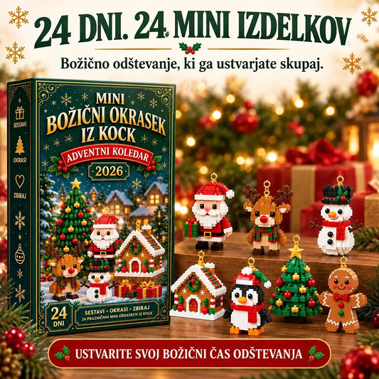 24-dnevni mini adventni koledar z božičnimi okraski iz kock