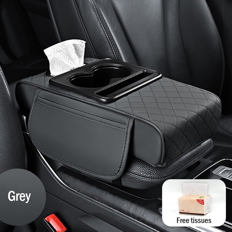 Univerzalna usnjena podloga za roke 4 v 1 ✅ vgrajena škatla za robčke ✅ držalo za skodelico