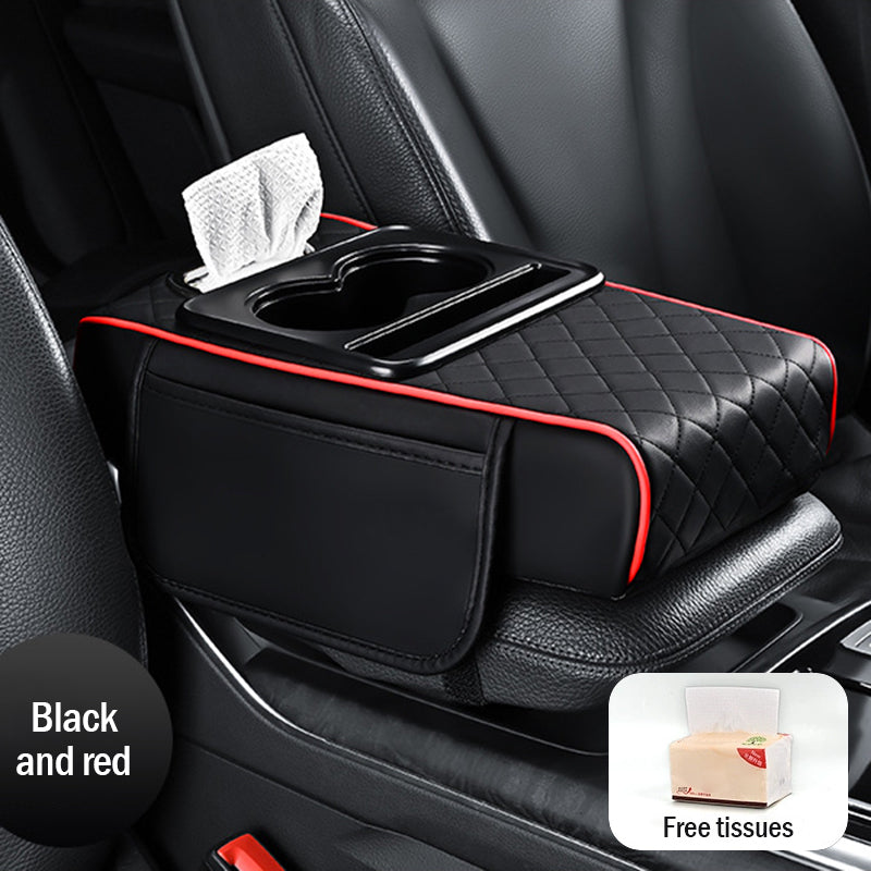 Univerzalna usnjena podloga za roke 4 v 1 ✅ vgrajena škatla za robčke ✅ držalo za skodelico