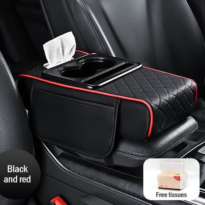 Univerzalna usnjena podloga za roke 4 v 1 ✅ vgrajena škatla za robčke ✅ držalo za skodelico