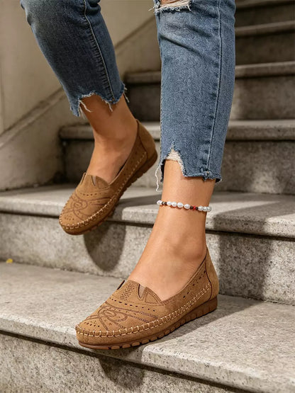 【36-43】Retro stil perforiranih balerink za prosti čas｜Mehak podplat, udobje za vsak dan｜Brez obutve, večje številke