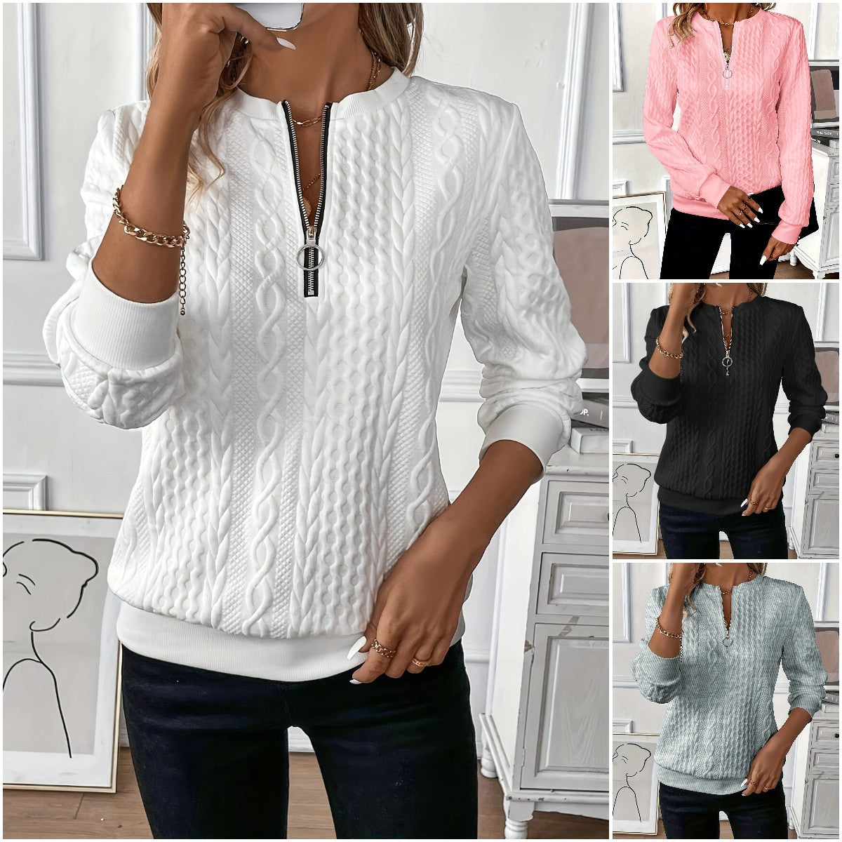 🎀🎀【Vroča razprodaja】 🎀🎀2025 Evropski in ameriški puloverji s kapuco na zadrgo za prosti čas