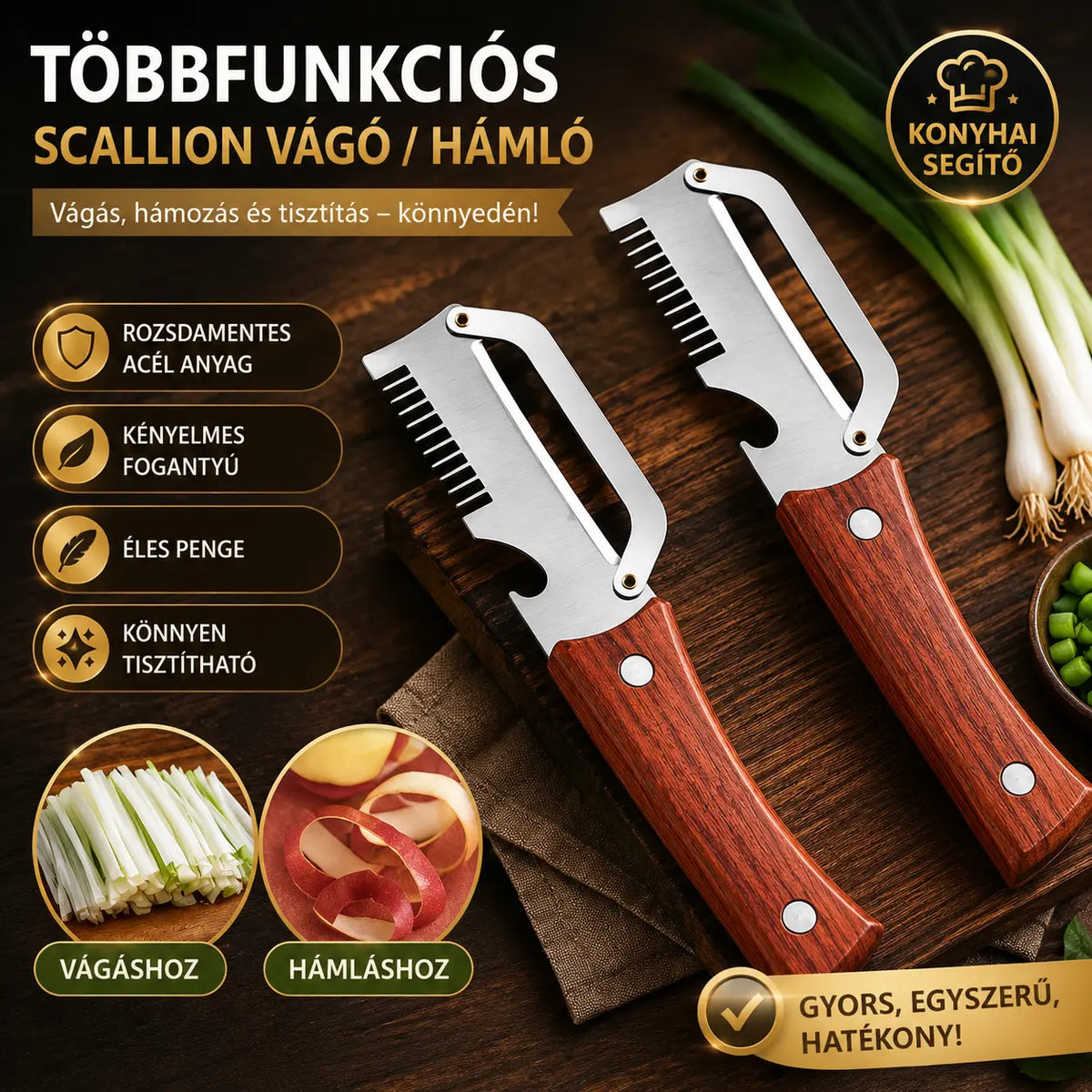 ✅ Vásárolj egyet, kapsz egyet ingyen (2 termék) 🧅🔪 3 az 1-ben multifunkciós konyhai hámozó: Hámozd meg, vágd fel és nyisd ki az üvegeket! 🔥