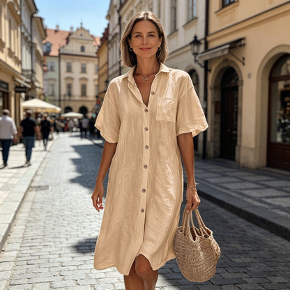☀️ Ležérní lněné košilové šaty pro horké letní dny | Pohodlí & Styl 👗