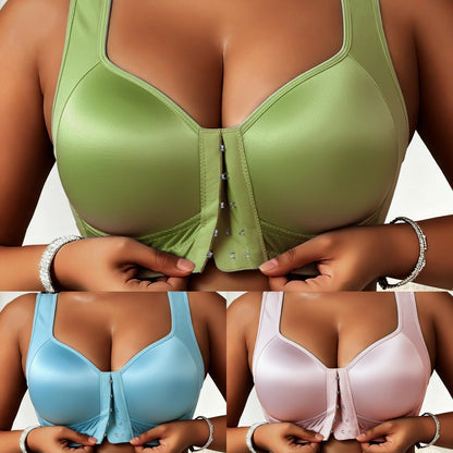 😍👙【Balení 3 kusů】【40-100 kg】Dámská podprsenka bez kostic s předním zapínáním 4259011