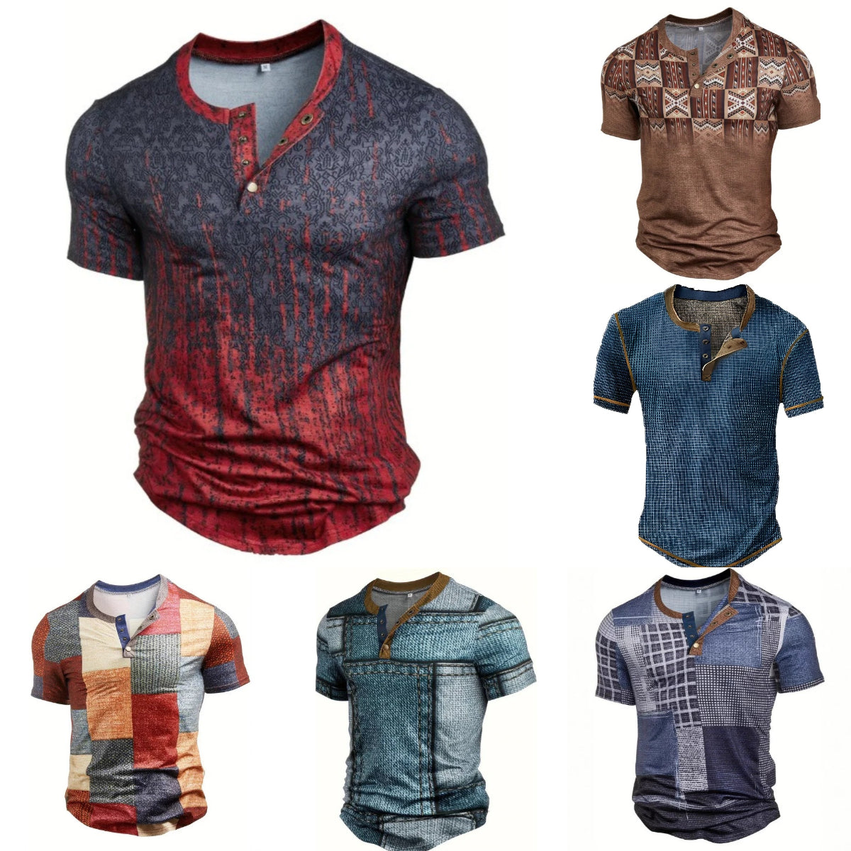 🎁😍【Időben Korlátozott Ajánlat】👔【S-6XL】Férfi Rövid Ujjú Mintás Póló