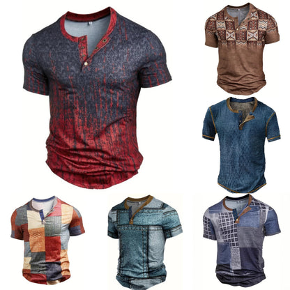🎁😍【Időben Korlátozott Ajánlat】👔【S-6XL】Férfi Rövid Ujjú Mintás Póló