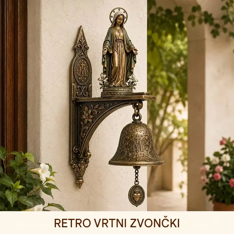 Starinski stenski vetrni zvončki, izdelani iz visokokakovostne smole in pobarvani v starinsko bronasto barvo, so sveti okraski za verande in vrtove.