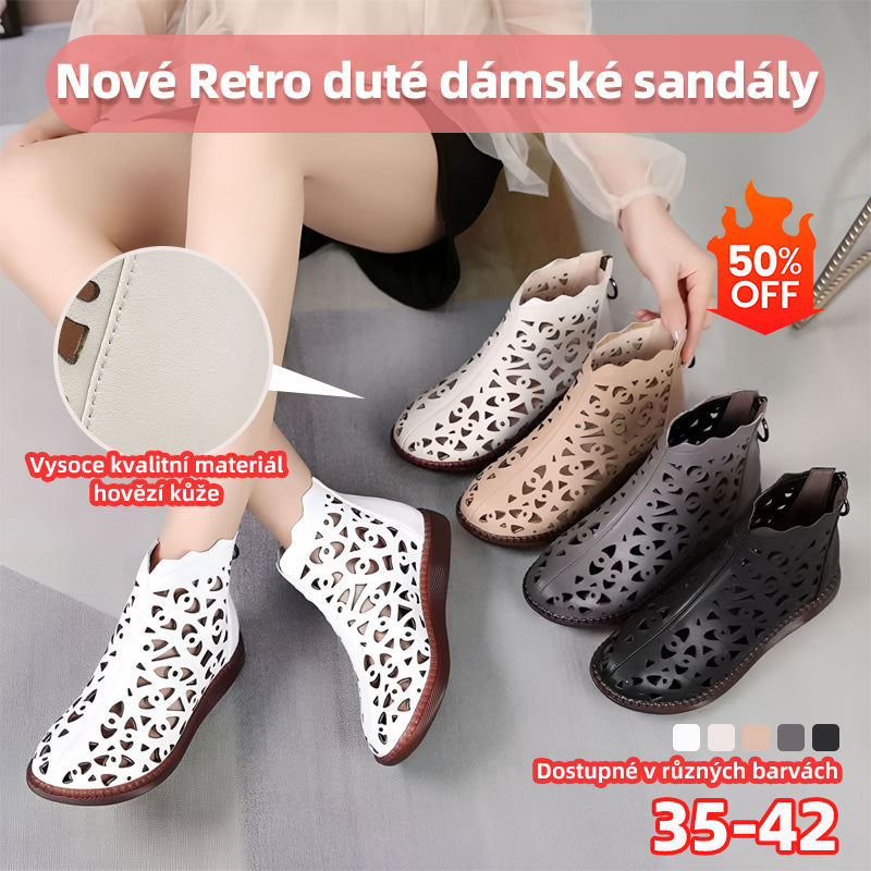 💞【Velikosti 35-42】Nové dámské sandály z pravé kůže s kulatou špičkou 4260155