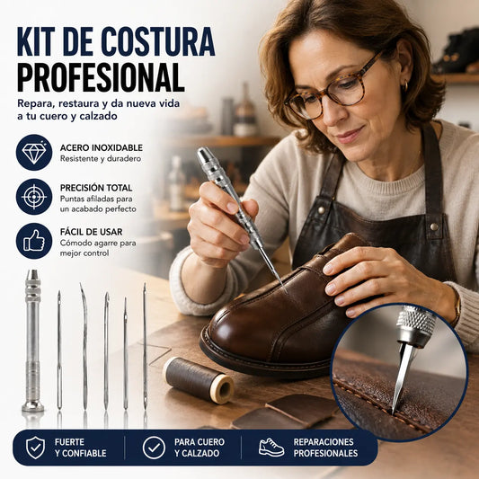🧵【Compra 1 y recibe 1 gratis】👞 Set de Agujas de Costura Intercambiables 5 en 1 – Kit Profesional para Reparación de Zapatos y Manualidades en Cuero 🛠️✨