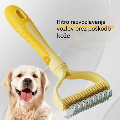 🐶【Kupite 1, dobite 1 gratis】-2 kosa--🧹Dvostranska samočistilna krtača za hišne ljubljenčke: Odstranjuje odmrlo dlako in zmanjšuje izpadanje dlake pri psih in mačkah