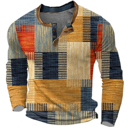 🌴【S-4XL】👔 Nová kolekce pánských košil s potiskem, dlouhé rukávy, uvolněný styl Henry, dostupné ve více barvách