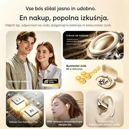 🔋Brezžične Bluetooth slušalke brez vgrajenega ušesa, z ušesno kljukico in kostno prevodnostjo🎙️🎧