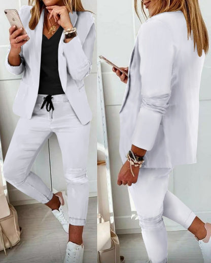 💎【50 % de descuento】Conjunto de jersey y pantalones para mujer, corte ajustado, tejido suave (40-100 kg)