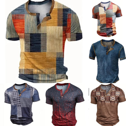 🎁😍【Időben Korlátozott Ajánlat】👔【S-6XL】Férfi Rövid Ujjú Mintás Póló