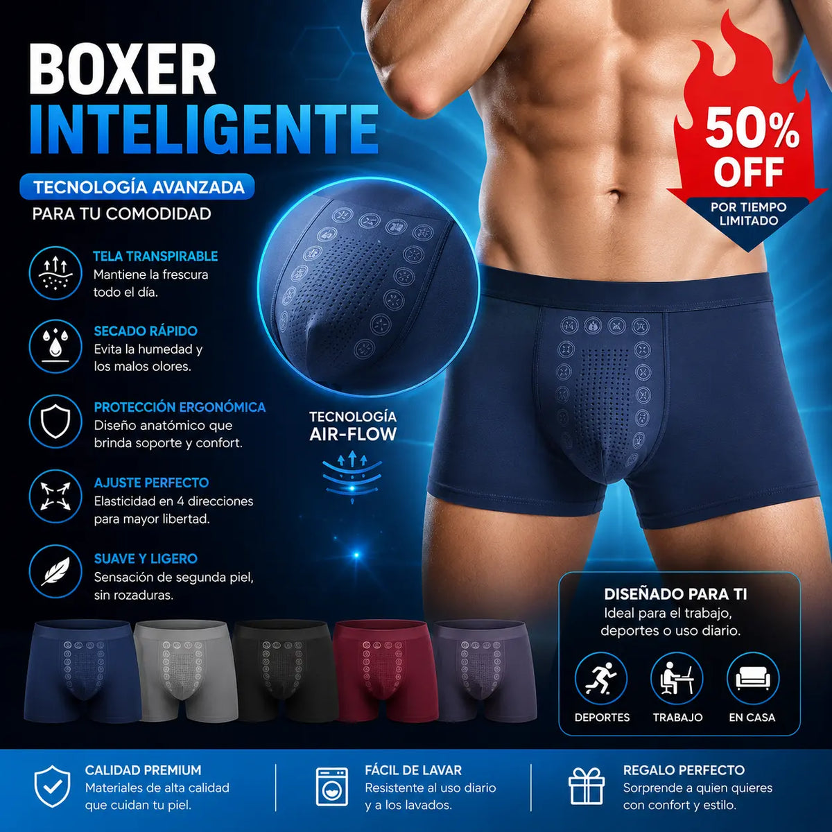 ⭐🩲【Pánské prodyšné a antibakteriální třídílné boxerky】