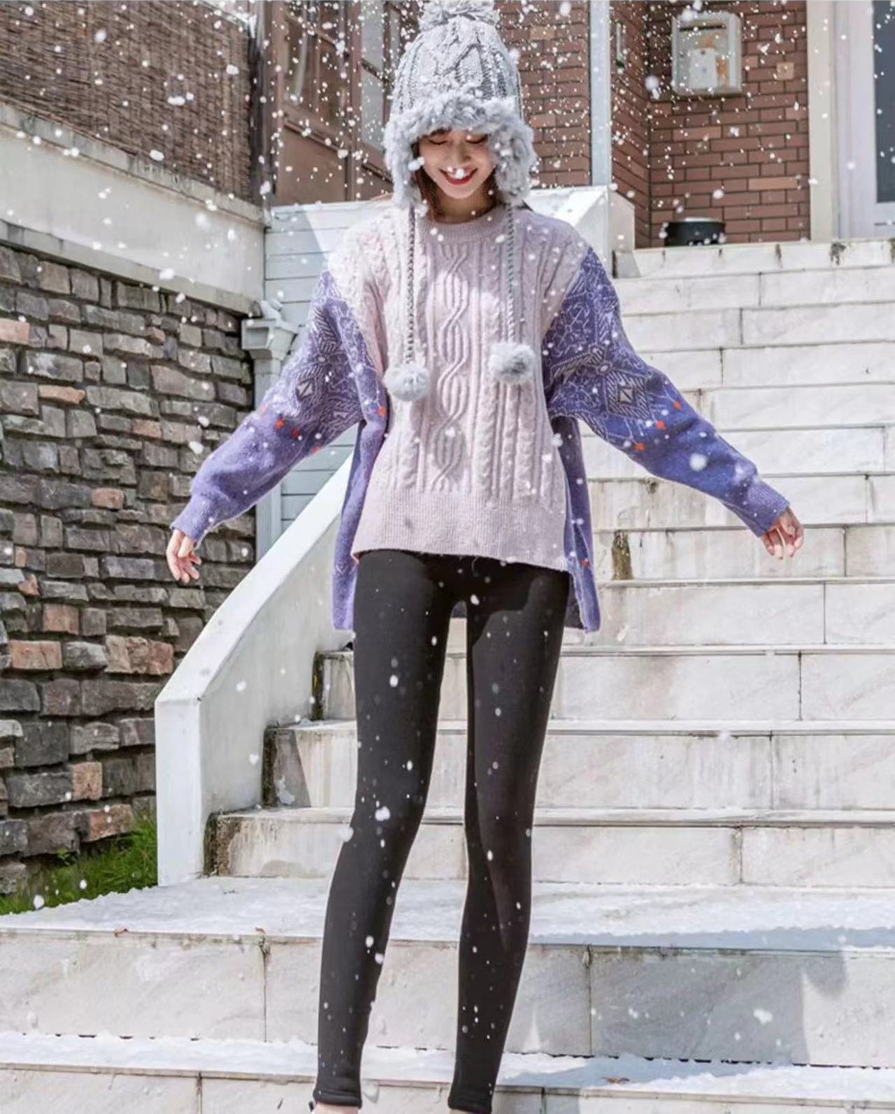 ✨⛄【Kupite eno, drugo dobite brezplačno🔥】【S-5XL】Ženske tople volnene pajkice - obvezen kos za jesen in zimo