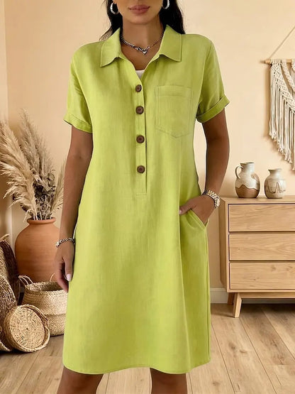 ⏳ Oferta por tiempo limitado! ⏰🍋 【S-3XL】Vestido de algodón para mujer con bolsillos