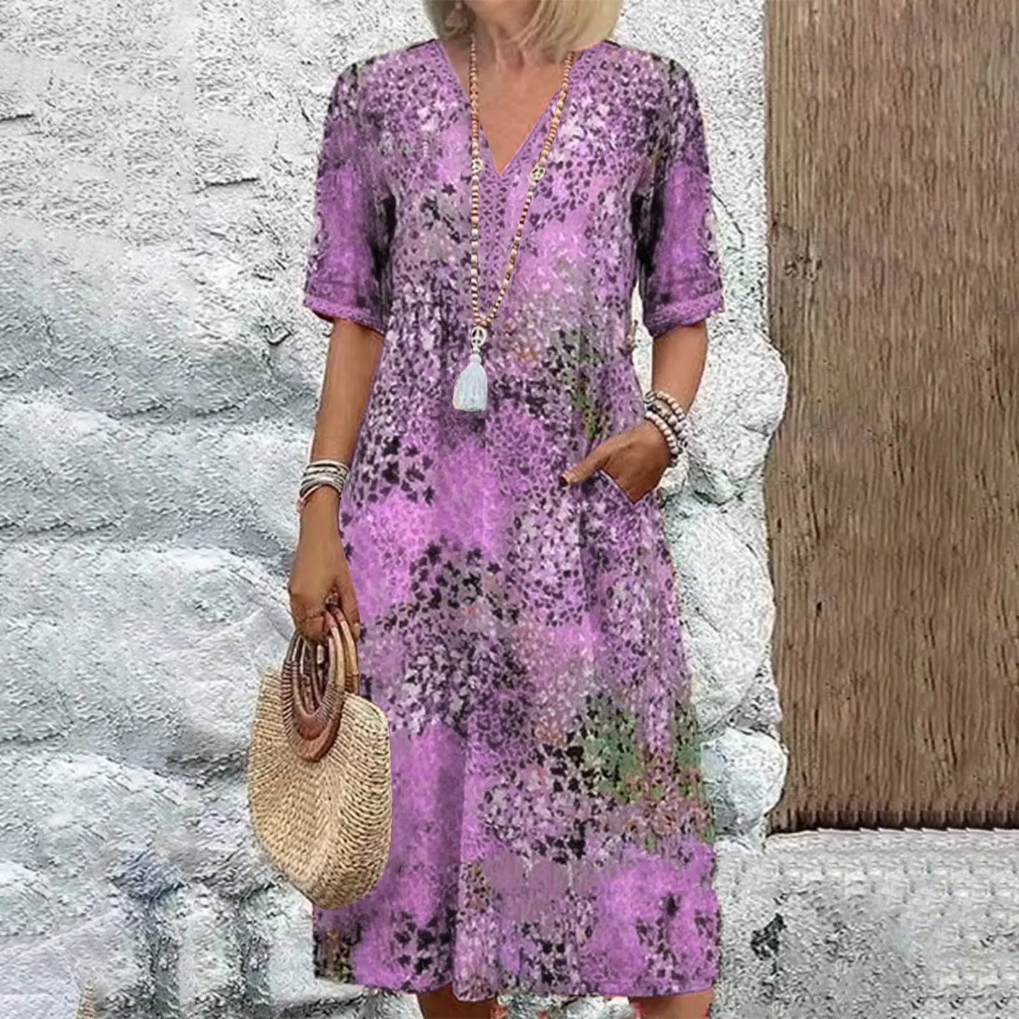 ✨Poslední den – 50% sleva!✨【S–3XL】Lehké a prodyšné šaty s potiskem, přiléhavý střih