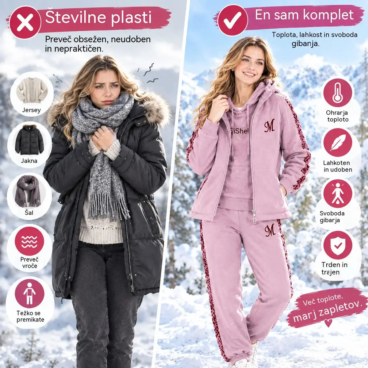 🔥【Hlače + pulover + jakna】Nov športno-sproščen komplet za jesen/zimo 2026 – debel in podložen.