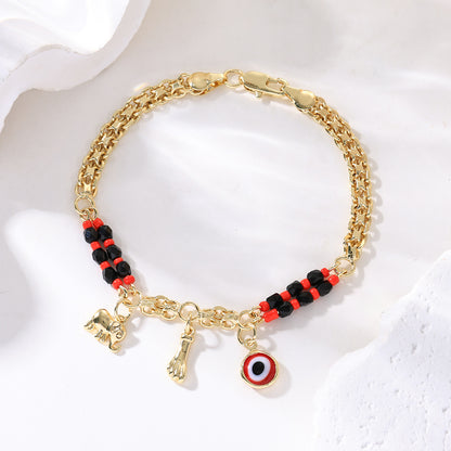 📿 ¡OFERTA POR TIEMPO LIMITADO CON UN 50% DE DESCUENTO! 🌀 Pulsera boho con amuletos y un elefante de la suerte: colgantes simbólicos, forma ajustable, baño de oro y 7 estilos ✨4292596
