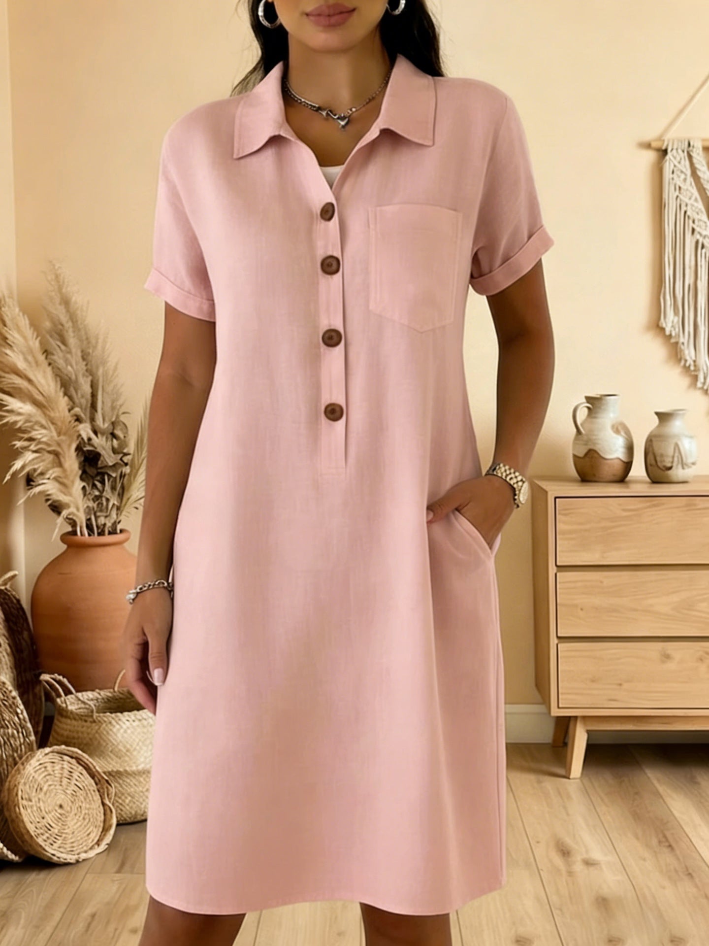 ⏳ Oferta por tiempo limitado! ⏰🍋 【S-3XL】Vestido de algodón para mujer con bolsillos